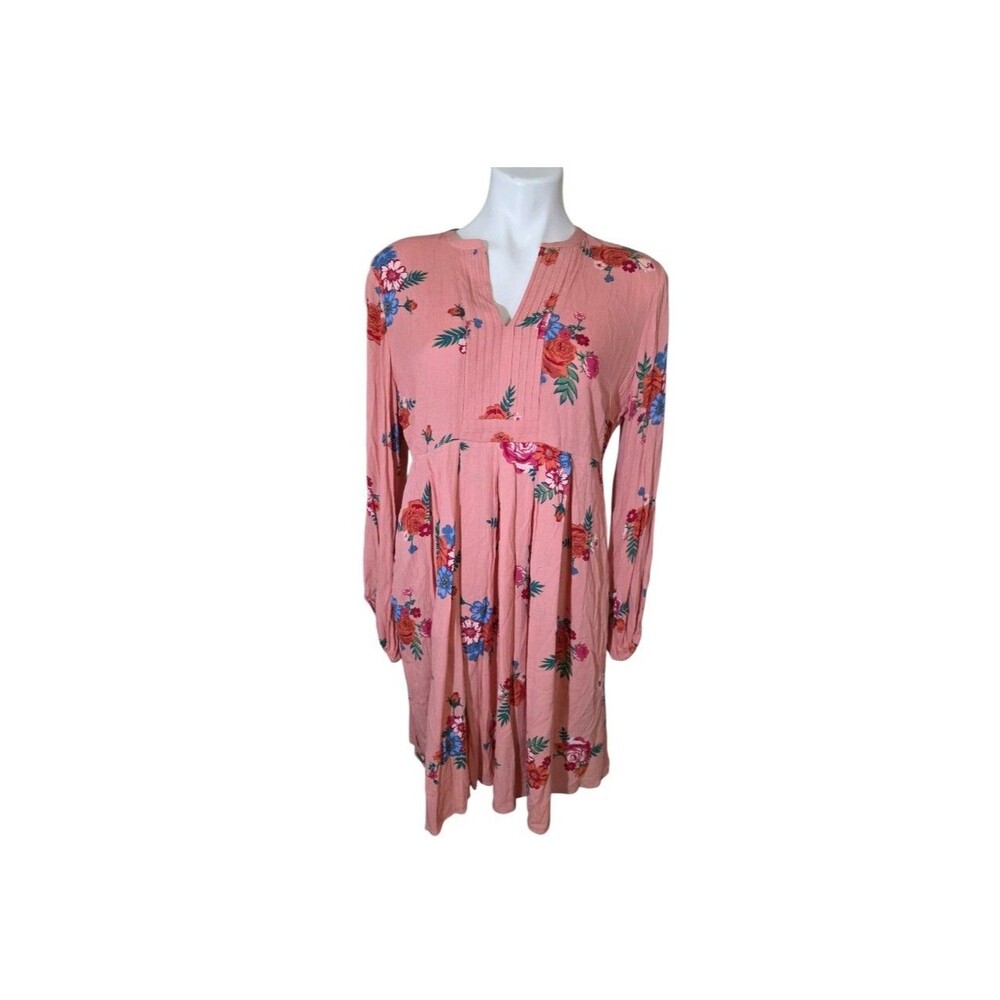 Matilda Jane Women's Pink Floral Dress Long Sleeve 100% Rayon Size Small
